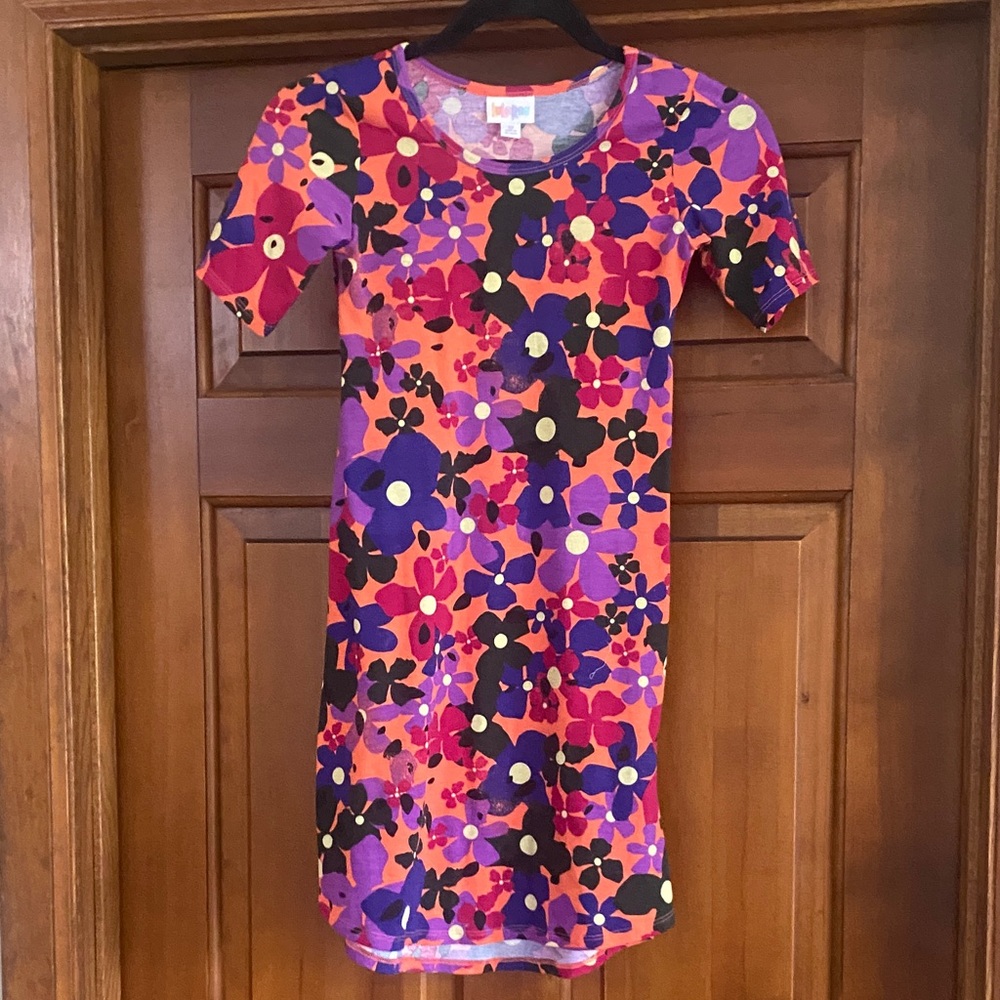 LuLaRoe Kids Dress with Pink and Purple Floral Pattern